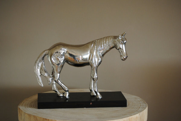 Skulptur Pferd Horse Alu Silber Deko Figur Tier Tierfigur Statue L31 cm