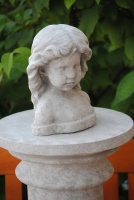 Schöne Mädchen Büste  Figur Skulptur  Shabby-Style Stein Grau TOP 5 Garten Deko
