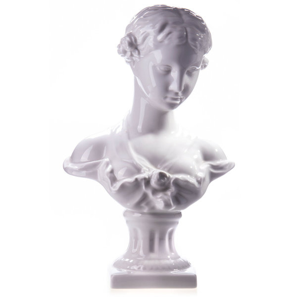 Schöne Dame Frau Figur Skulptur H40 cm Keramik Büste Weiss  Home & Garten 1012