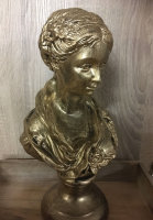 Schöne Dame Büste Frau Figur Skulptur  Shabby-Style Gold Antik Deko