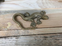 Salamander Gecko 14cm Echse Alu Gold Garten u. Home Figur...