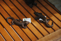 Salamander Gecko 12,5 cm Echse Gusseisen  2 er SET Garten Gußeisen Figur Deko
