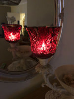 Kerzenglas Groß Mosaik Windlicht Glas Rot...