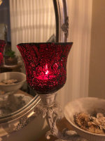 Kerzenglas Groß Mosaik Windlicht Glas Rot Glasaufsatz Teelicht Kerzenständer