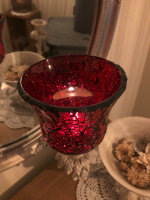 Kerzenglas Groß Mosaik Windlicht Glas Rot Glasaufsatz Teelicht Kerzenständer