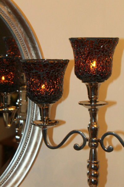 Kerzenglas Groß Mosaik Windlicht Glas Braun Glasaufsatz Teelicht Kerzenständer