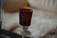 Kerzenglas Glasaufsatz Rot Raute KRÖMER Teelicht...