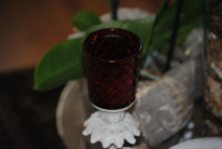 Kerzenglas Glasaufsatz Rot Raute KRÖMER Teelicht Kerzenständer Edel Angebot