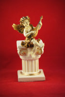 Engel Barock Kantenhocker 18 cm Mandoline Antik Gold Weiss Engelsfigur 128 b