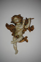 Engel Barock 17 cm Flöte Antik Gold Weiss Putte Engelfigur  Engel 104