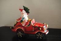 Der Weihnachtsmann auf dem Auto Figur Retro Antik desgine...