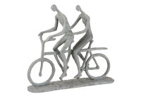 Dekorativer Paar Tandem Poly  Metal Grau  J-Line Statue Fahrrad Edel Groß