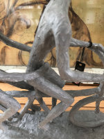 Dekorativer Paar Tandem Poly  Metal Grau  J-Line Statue Fahrrad Edel Groß