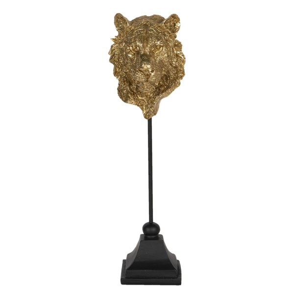 Dekofigur Skulptur Gold Figur Löwenkopf auf Ständer Löwe Dschungel H37 cm