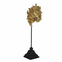 Dekofigur Skulptur Gold Figur Löwenkopf auf...