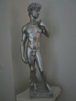 David Skulptur Statue in Silber Gartenfigur Figur Garten...