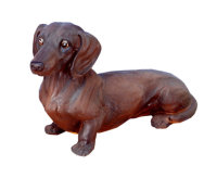 Dackel Braun Natur lebensecht Hund Deko Figur  38 cm Neu TOP