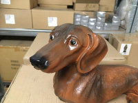 Dackel Braun Natur lebensecht Hund Deko Figur  38 cm Neu TOP