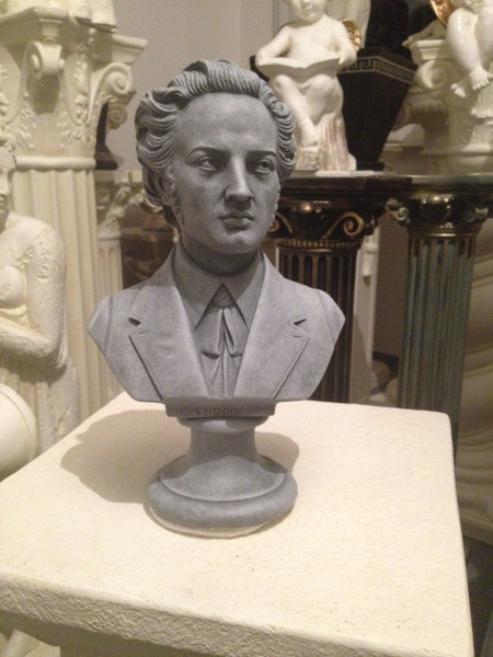 Büste Frederic Chopin Komponist Musik Statue Klavier Grau H24 cm