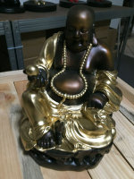 Buddha Figur lachender  dicker  Happy Buddha XL Bronze Gold Glück Feng Shui
