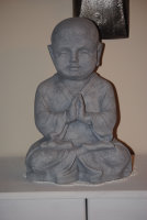 Buddha Shaolin Mönch Steingrau 38 cm Garten u. Innen...