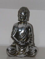 Buddha Groß Silber FENG SHUI STATUE  Budda H35 cm Figur Garten Home