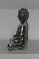 Buddha Groß Silber FENG SHUI STATUE  Budda H35 cm Figur Garten Home