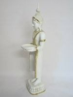 Buddha Groß H 74 cm Creme Gold Feng Shui Statue Budda Figur Garten Deko