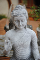 Buddha Groß Grau FENG SHUI STATUE Steingrau H 45 cm Deko Figur