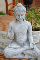 Buddha Groß Grau FENG SHUI STATUE Steingrau H 45 cm...