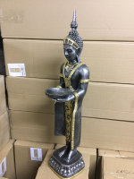 Buddha Groß 74 cm Silber Gold Feng Shui Statue...