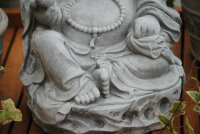 Buddha Figur lachender  dicker  Happy Buddha XL Stein Grau Glück Feng Shui