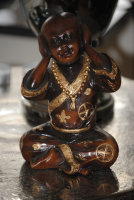 Buddha Figur nichts hören 15 cm Shaolin Mönch Braun Gold