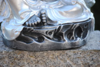 Buddha Figur lachender  dicker  Happy Buddha XL Antik Silber Glück Feng Shui