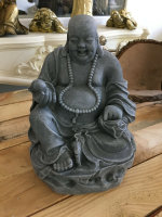 Buddha Figur lachender Antik Grau dicker Happy Buddha XL...