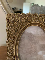 Bilderrahmen 10x15 cm Fotorahmen Rechteckig Oval Rahmen Blüten Blätter Gold 930