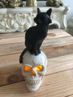 Totenkopf mit Figur auf Cat Skull Gothic Katze  Halloween...