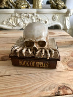 Totenschädel mit  Figur Skull Gothic Buch Halloween Dekoration B 20cm