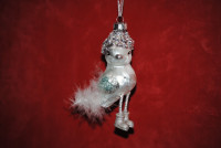 Winterspatz  weiss Glitzer Christbaumschmuck, Weihnachtsdekoration