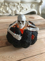 Totenschädel mit Figur mit LED Skull Gothic Kürbis Halloween Dekoration H19cm N2