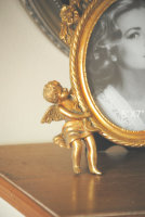 Bilderrahmen Fotorahmen Oval H 32 cm Rahmen Engel Antik Barock Shabby Gold N92
