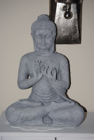 Buddha Groß Grau FENG SHUI STATUE Steingrau 45 cm...