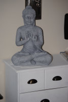 Buddha Groß Grau FENG SHUI STATUE Steingrau 45 cm Figur Deko Figur