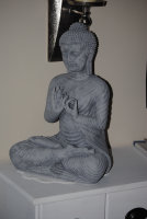 Buddha Groß Grau FENG SHUI STATUE Steingrau 45 cm Figur Deko Figur
