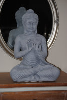 Buddha Groß Grau FENG SHUI STATUE Steingrau 45 cm...