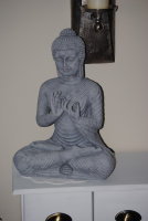 Buddha Groß Grau FENG SHUI STATUE Steingrau 45 cm Figur Garten Wetterfest NR S