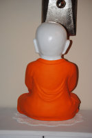 Buddha Shaolin Mönch Weiss Orange H38 cm Garten u. Innen Dekoration TOP