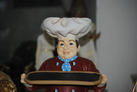 Figur Chef Koch  Tablett H 49,5 cm Gastrofigur Restaurant TOP Werbung Reklame