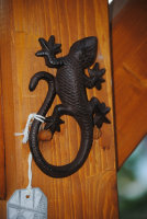 Salamander Gecko 16cm Echse Gusseisen Garten Gußeisen Figur Deko