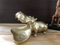 J-Line Nilpferd Skulptur Flur Schlüsselschale Deko Ablage L26 cm Statue Dekorative Gold